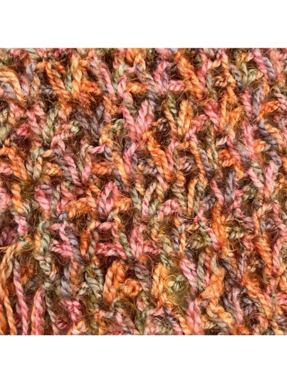 Handmade Crochet Soft Knit Shawl Orange Pink Fringe Boho Indie Festival One Size